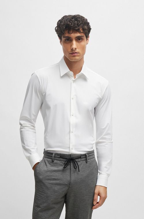 Camisa Justa De Algodão Com Alongamento De Alto Desempenho
