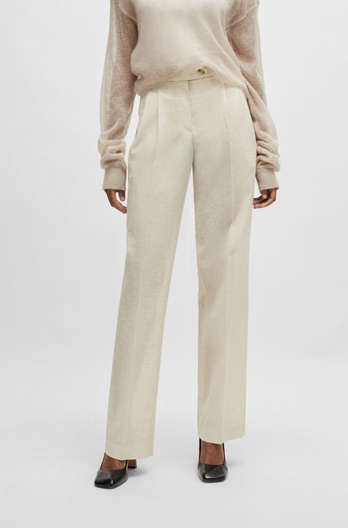 Calça Formal Em Mistura De Algodão