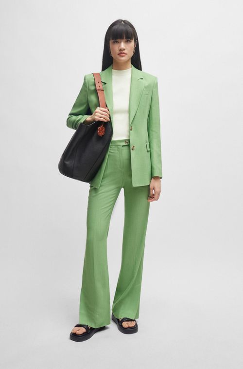 Blazer De Abotoamento Simples Em Tecido Stretch