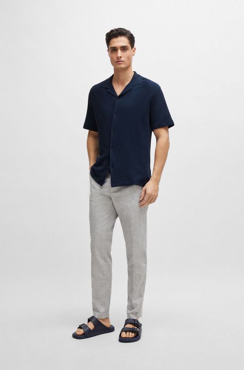 Camisa De Corte Regular Em Algodão Com Gola Canelada