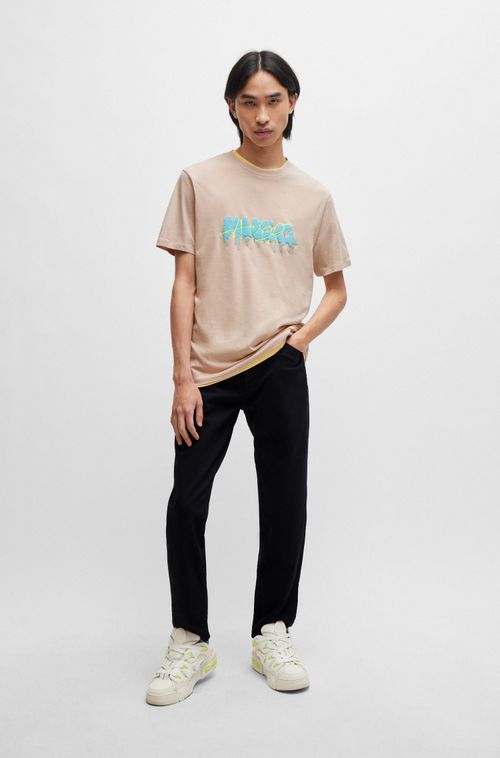 Camiseta De Algodão Com Logo Duplo