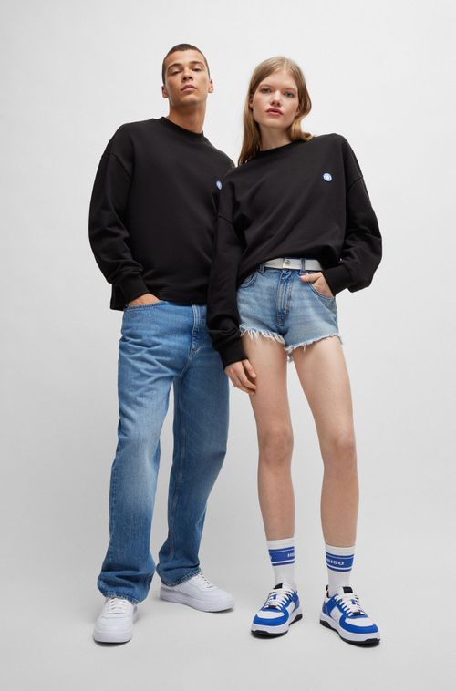 Moletom De Algodão-Terry Com Remendo De Logo Sorridente