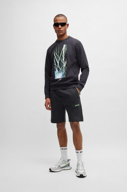 Shorts Em Mistura De Algodão Com Logo Em 3D Moldado