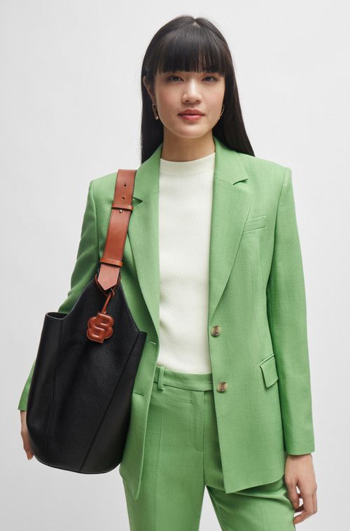 Blazer De Abotoamento Simples Em Tecido Stretch