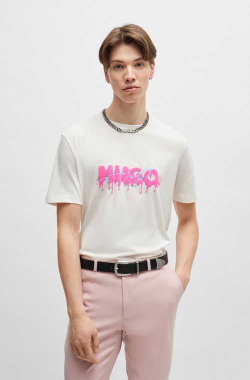 Camiseta De Algodão Com Logo Duplo
