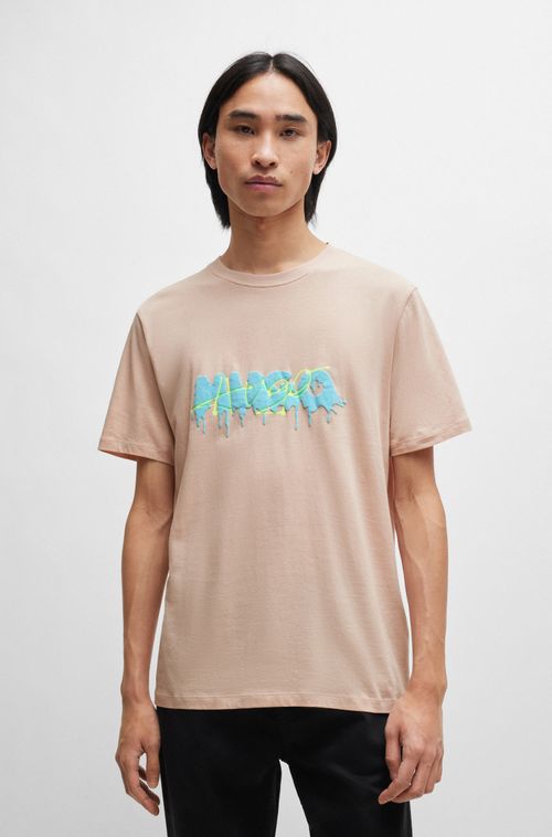 Camiseta De Algodão Com Logo Duplo