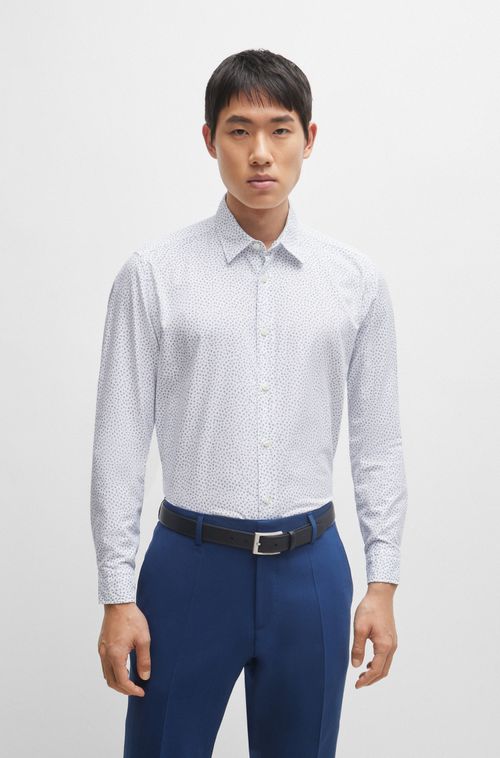 Camisa De Corte Regular Em Algodão Oxford Estampado