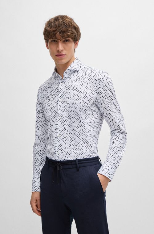 Camisa Com Caimento Descontraído Em Tecido Estampado De Alto Desempenho