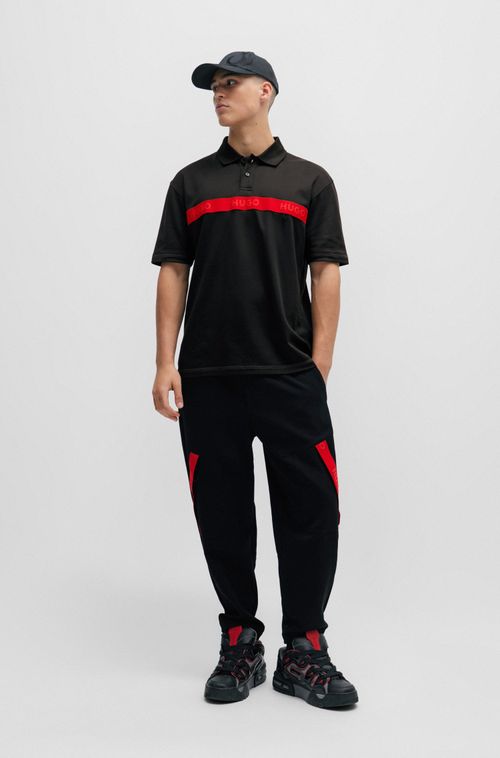 Camisa Polo Em Mistura De Algodão Com Fita Vermelha Com Logo