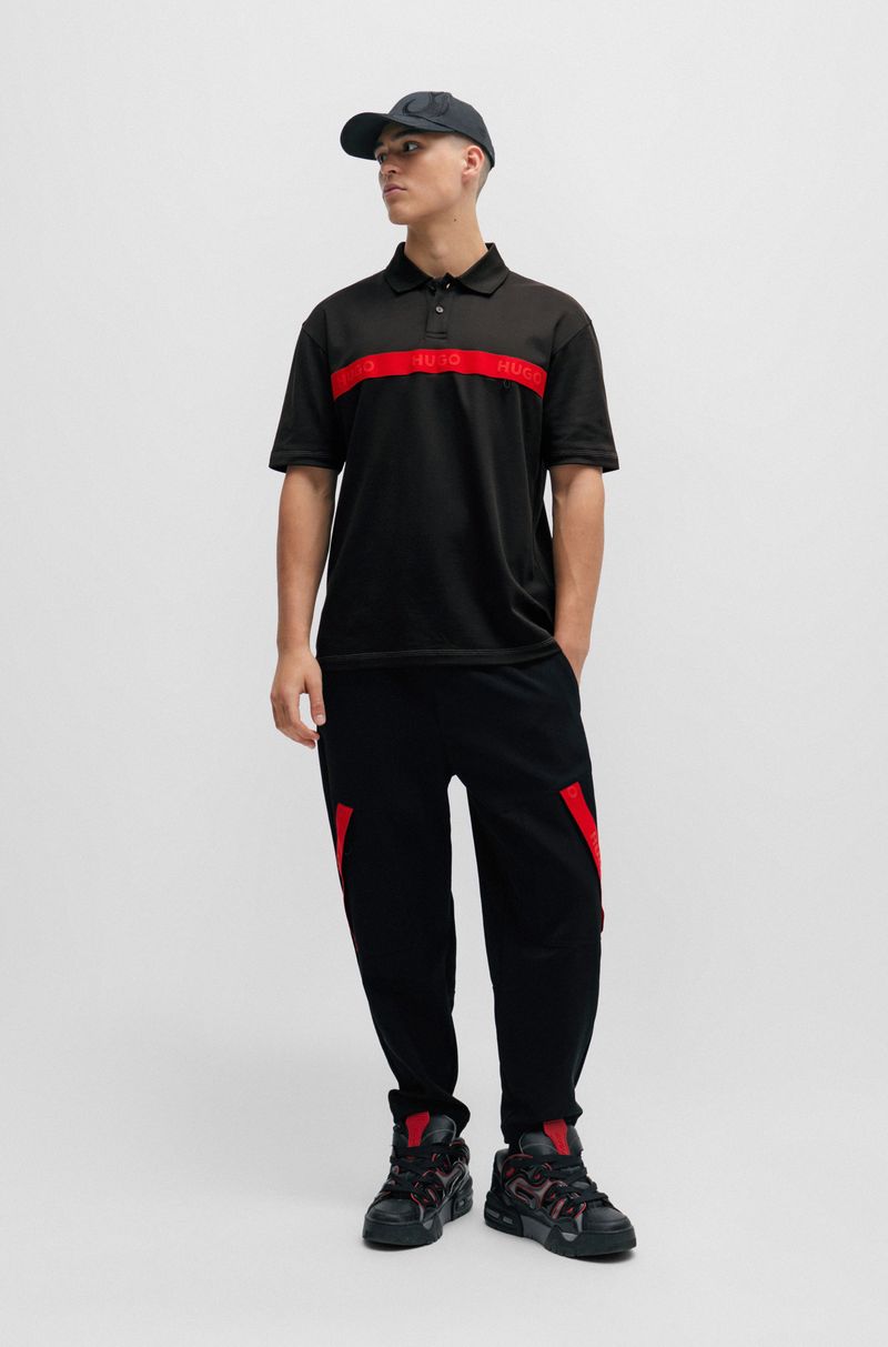 Camisa Polo Em Mistura De Algodão Com Fita Vermelha Com Logo
