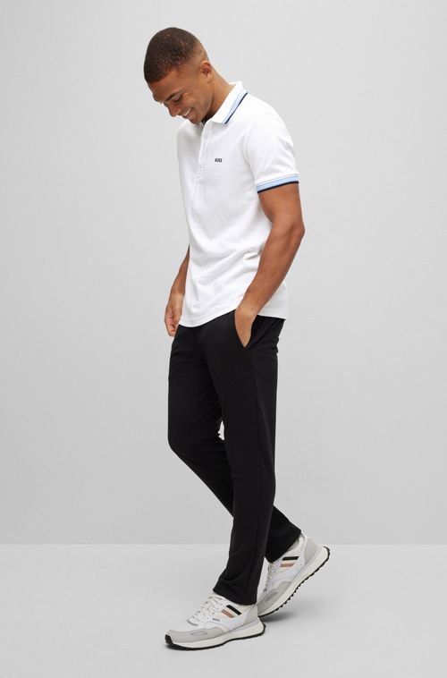 Camisa Polo De Algodão Orgânico Com Logo Curvo