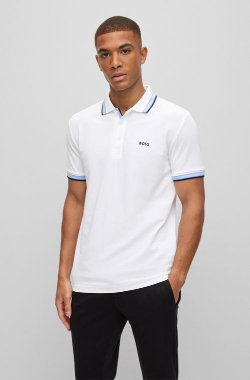 Camisa Polo De Algodão Orgânico Com Logo Curvo