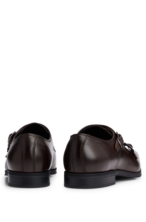 Sapatos Double-Monk Em Couro Liso