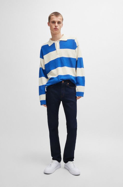 Jeans Com Caimento Descontraído Em Denim Azul Escuro