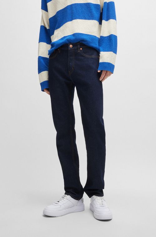 Jeans Com Caimento Descontraído Em Denim Azul Escuro