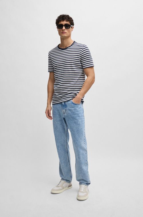 Camiseta Com Listras Horizontais Em Algodão E Linho