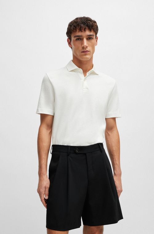 Polo Regular Em Algodão E Linho