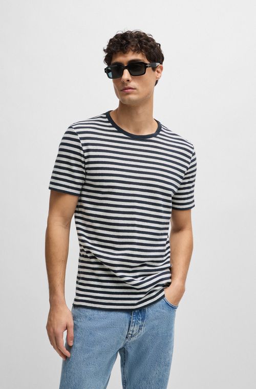 Camiseta Com Listras Horizontais Em Algodão E Linho