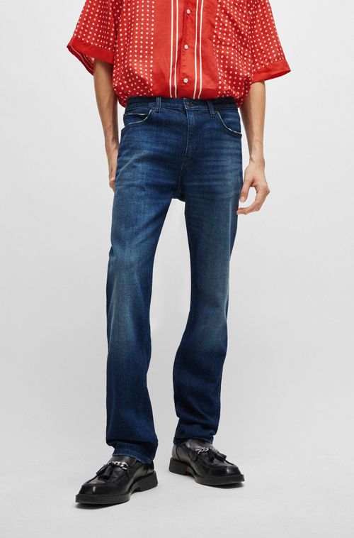 Jeans Com Caimento Descontraído Em Denim Azul