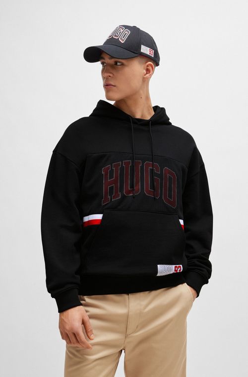 Moletom De Modelagem Ampla Em Algodão Terry Com Logo Esportivo