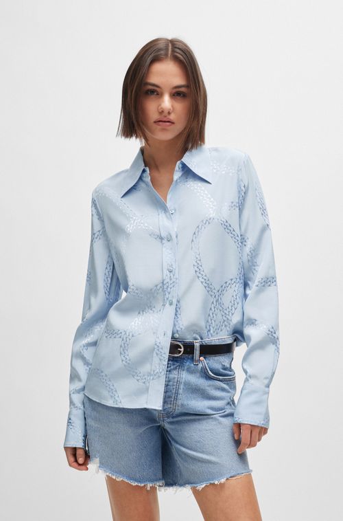 Blusa Regular Com Jacquard De Corrente