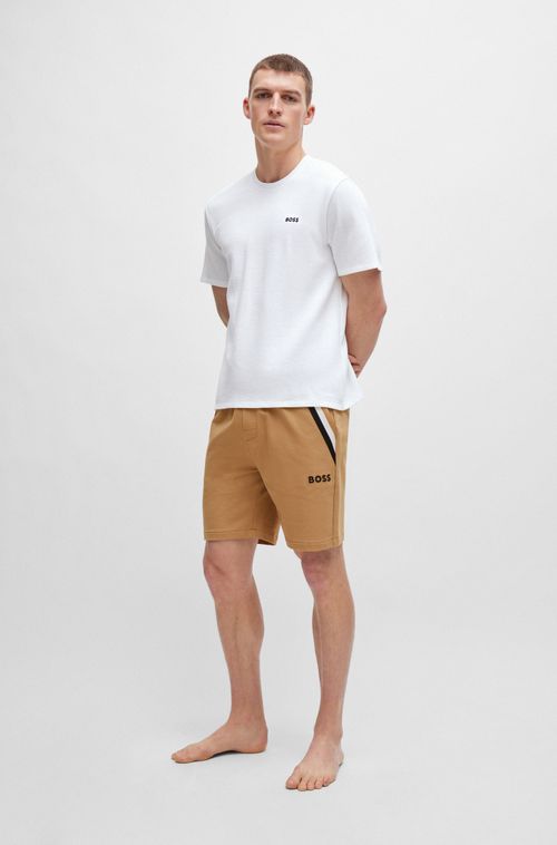 Shorts Em Terry De Algodão Com Fita De Assinatura