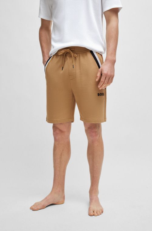 Shorts Em Terry De Algodão Com Fita De Assinatura