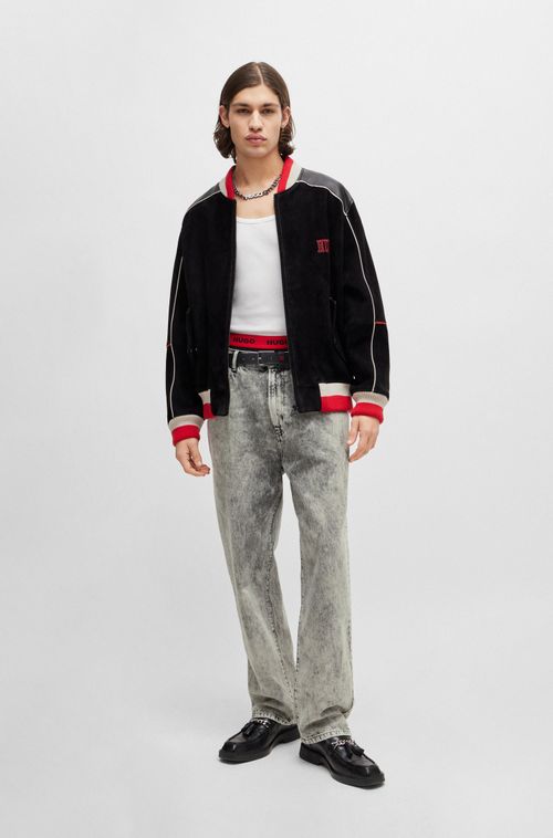 Jaqueta Bomber De Modelagem Ampla Com Logos Esportivos