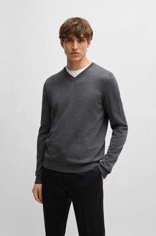 Suéter V-Neck Regular-Fit Em Lã Merino Extra Fina