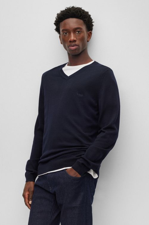 Suéter V-Neck Regular-Fit Em Lã Merino Extra Fina