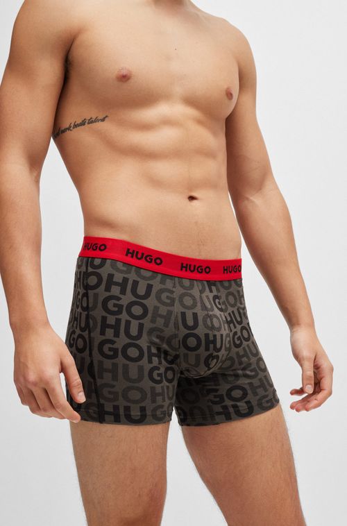 Pack Triplo De Cuecas Boxer Em Algodão Com Cós De Logo