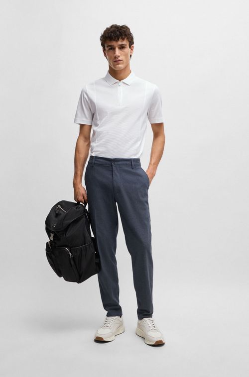 Polo Com Zíper No Pescoço Em Algodão Stretch