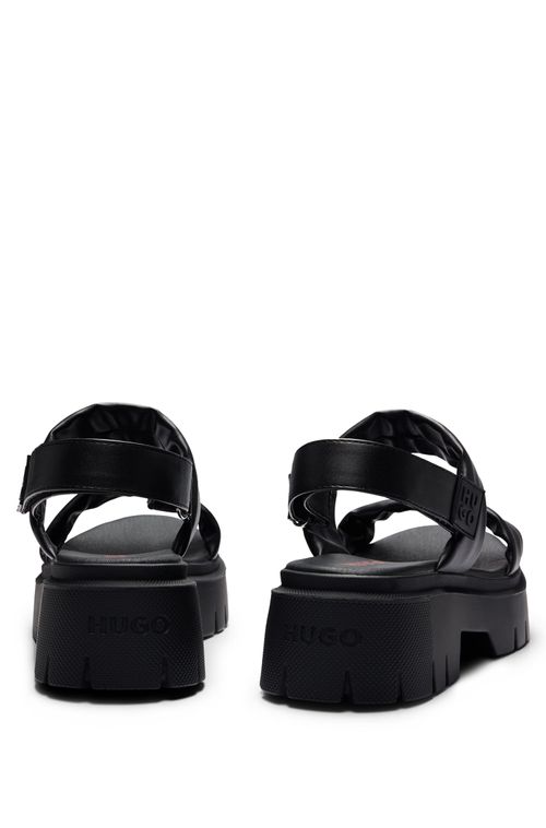 Sandálias De Couro Nappa Com Tiras Acolchoadas