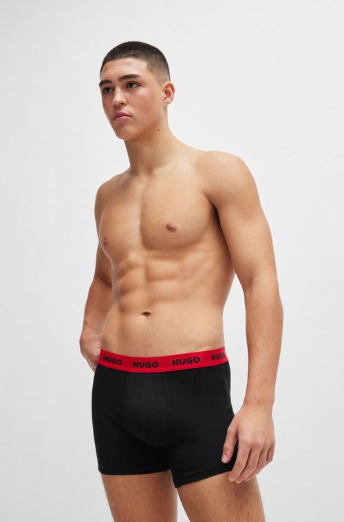 Pack Triplo De Cuecas Boxer Em Algodão Com Cós De Logo