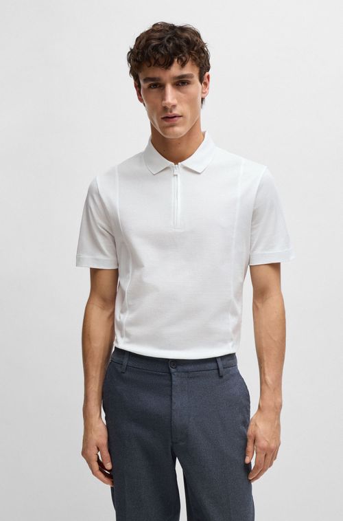 Polo Com Zíper No Pescoço Em Algodão Stretch