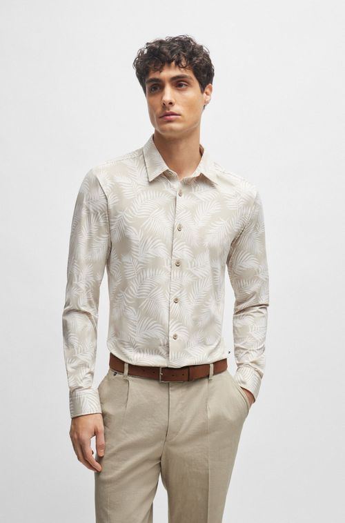 Camisa Com Caimento Descontraído Em Material Estampado De Alto Desempenho