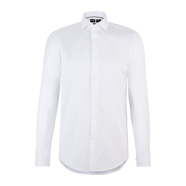 Camisa Slim Fit Em Popeline De Algodão Easy Iron