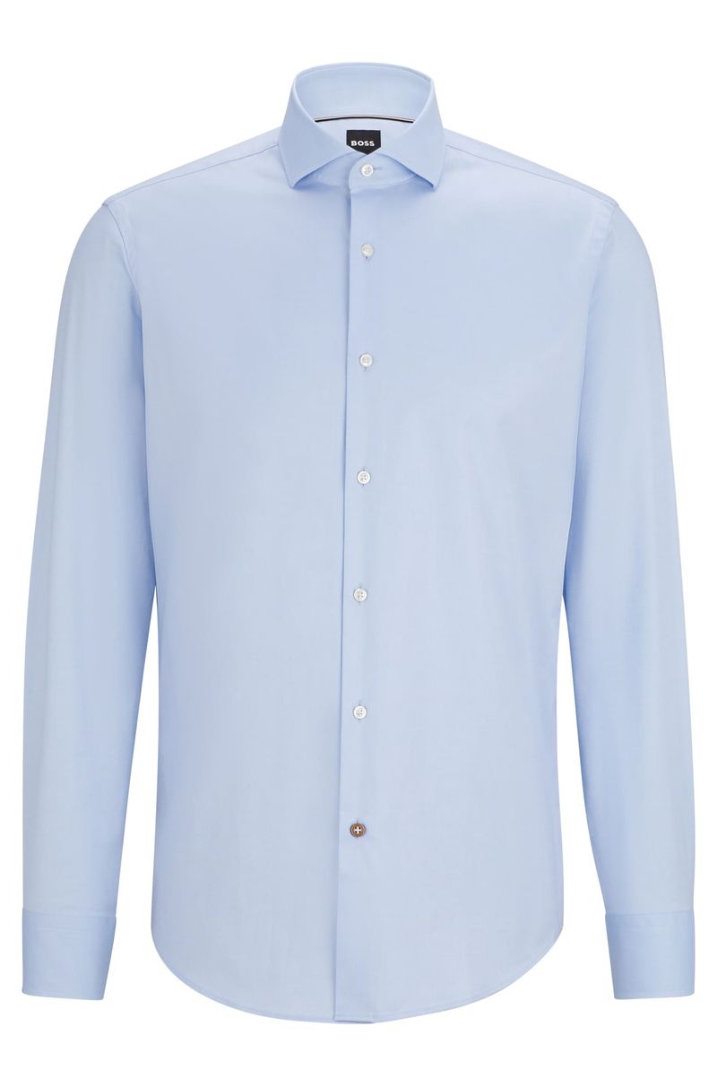 Camisa Regular Fit Em Sarja De Algodão Stretch