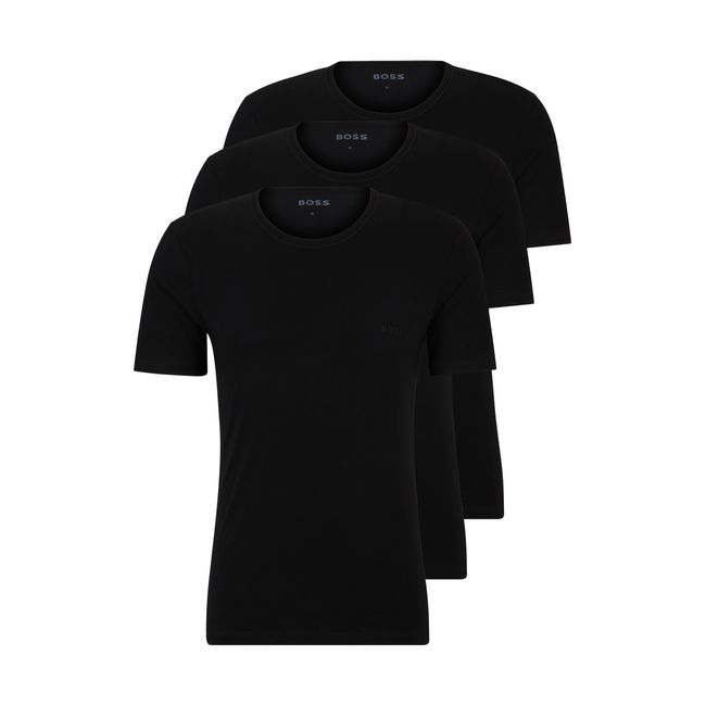 Conjunto De Três Camisetas Com Logo Bordado Em Algodão