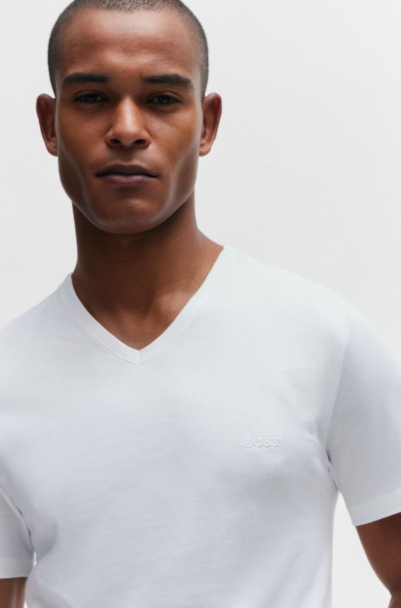 Conjunto 3 Camisetas Em Algodão Com Gola V