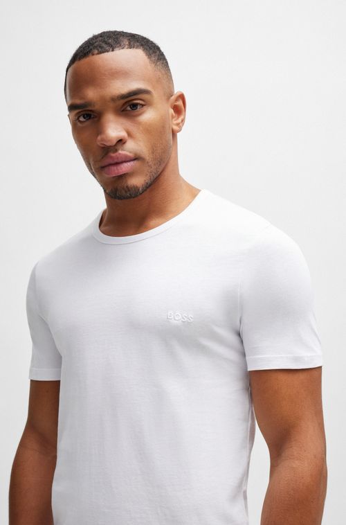 Conjunto De Três Camisetas Com Logo Bordado Em Algodão