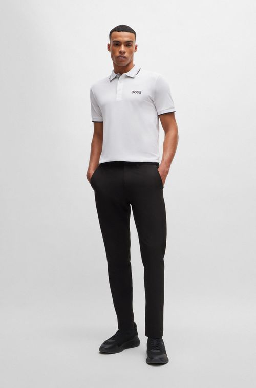Camisa Polo Em Mistura De Algodão Com Logotipos Contrastantes