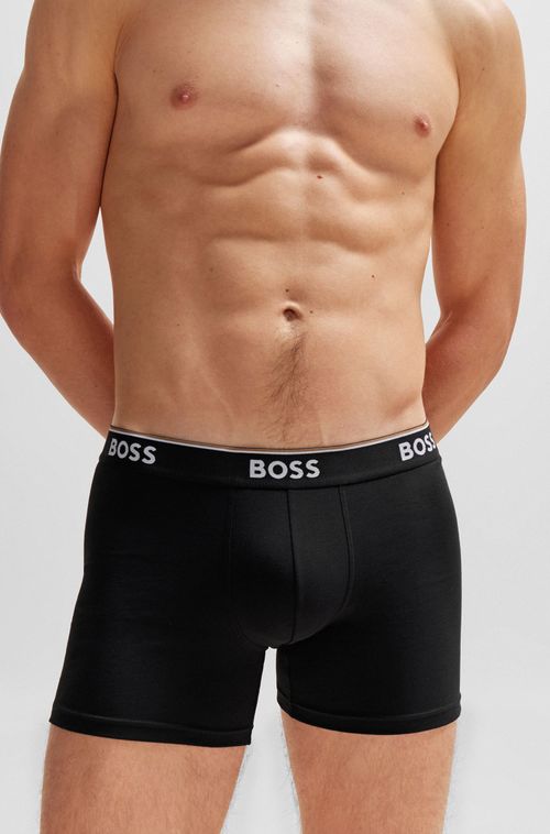 Conjunto De Três Boxers Em Algodão Stretch Com Logotipos