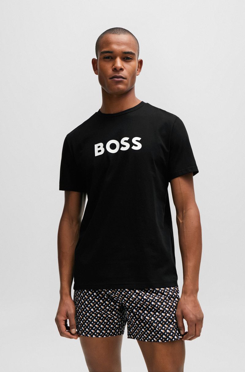 Camiseta De Algodão Orgânico Com Logo De Contraste