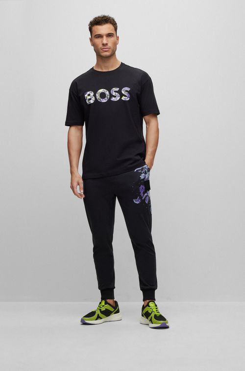 Camiseta Em Jersey De Algodão Com Logotipo De Estampa Floral