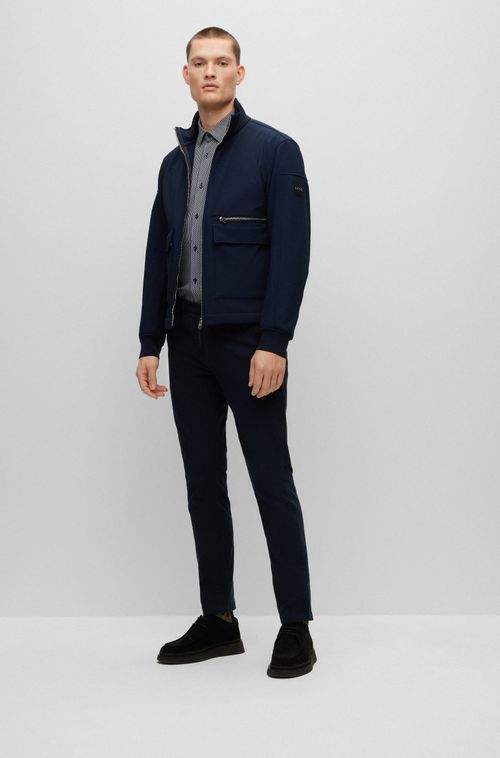 Camisa Slim Fit Estampada Em Jersey De Desempenho Elástico