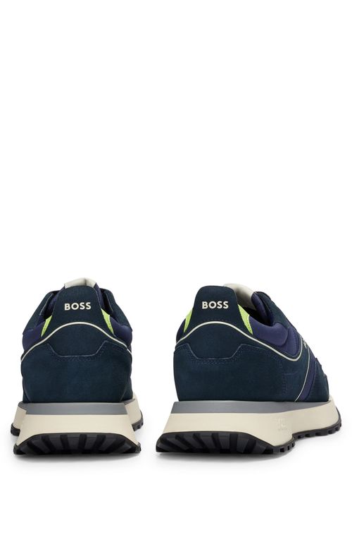 Tênis De Cadarço Em Materiais Mistos Com Detalhes Do Logotipo