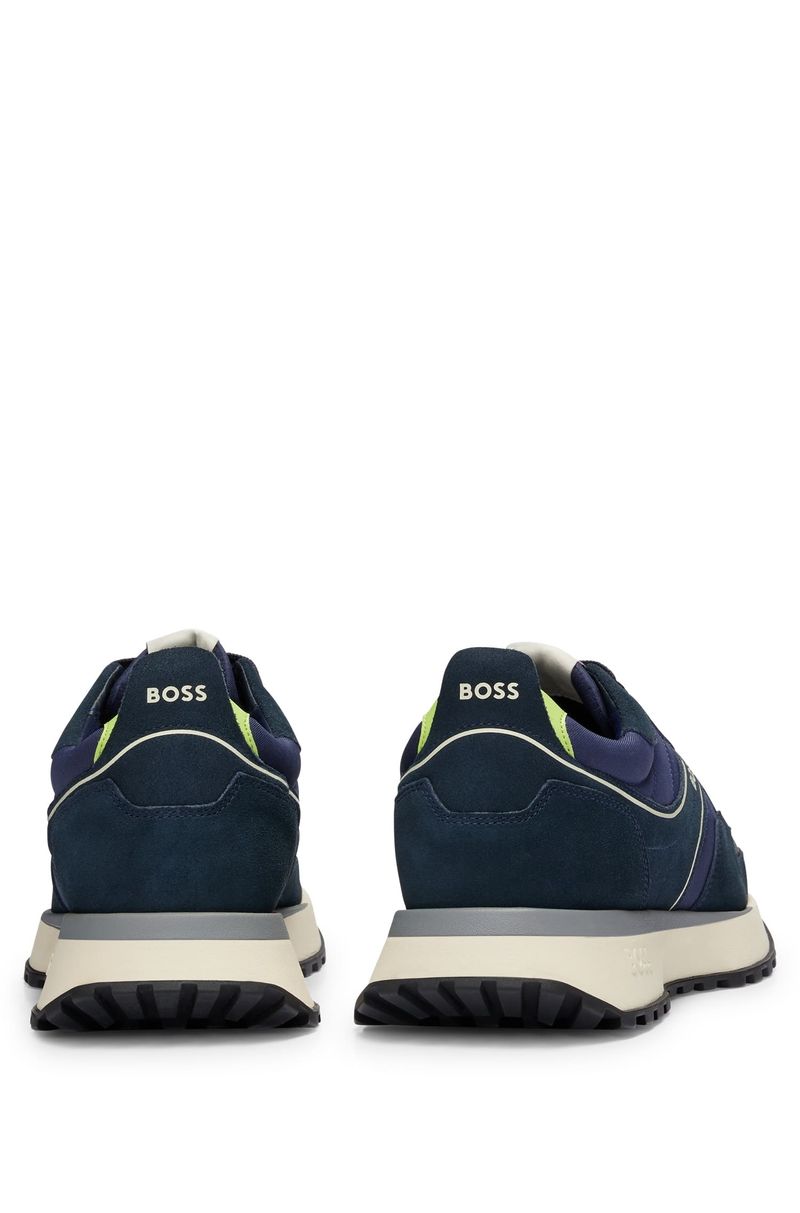 Tênis De Cadarço Em Materiais Mistos Com Detalhes Do Logotipo