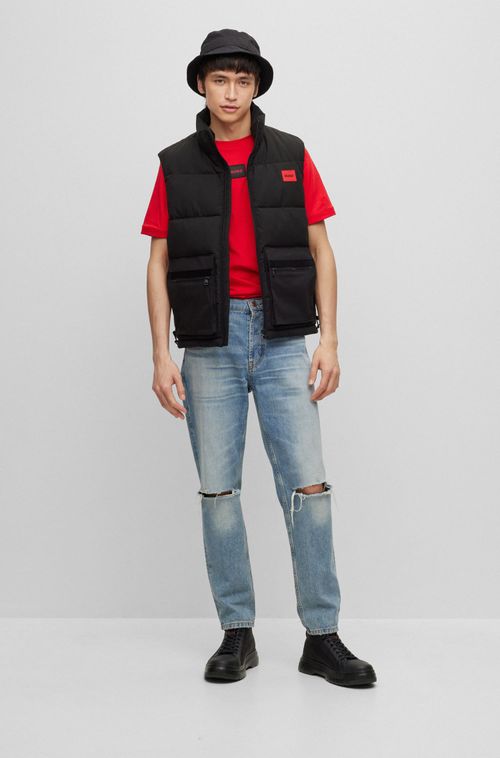 Camiseta De Algodão Regular-Fit Com Rótulo De Logo Vermelho