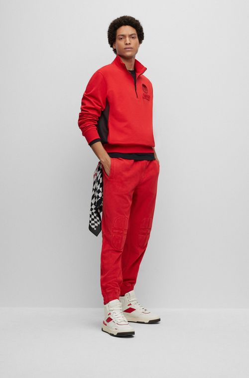 Moletom De Algodão Com Zíper Com Detalhes Inspirados Em Corridas